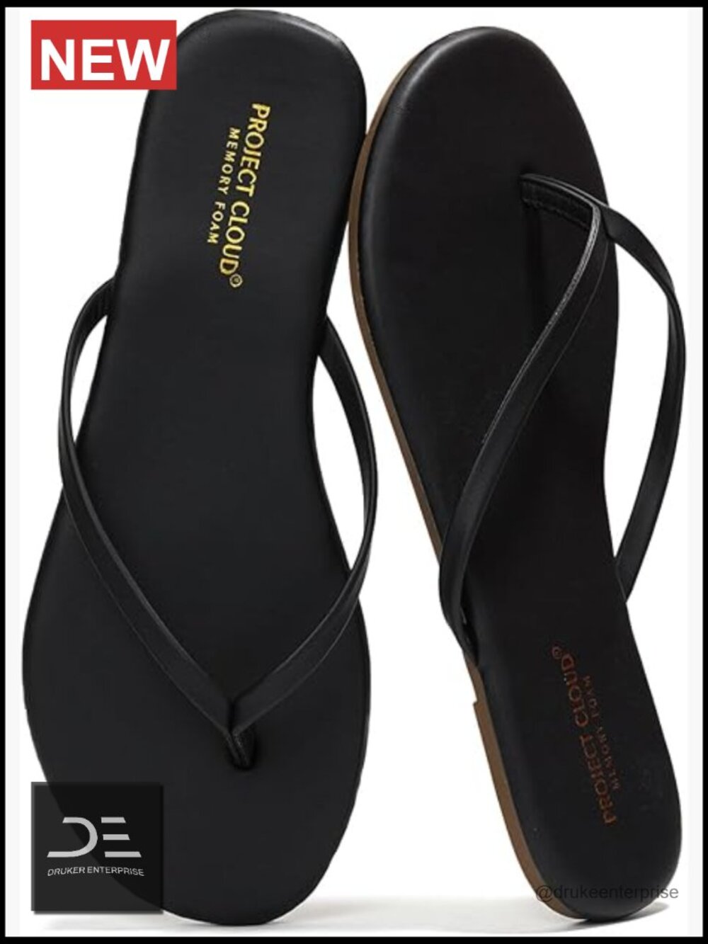 Memory Foam Flip Flops - Non-Slip Sandals With Eco Leather Upper